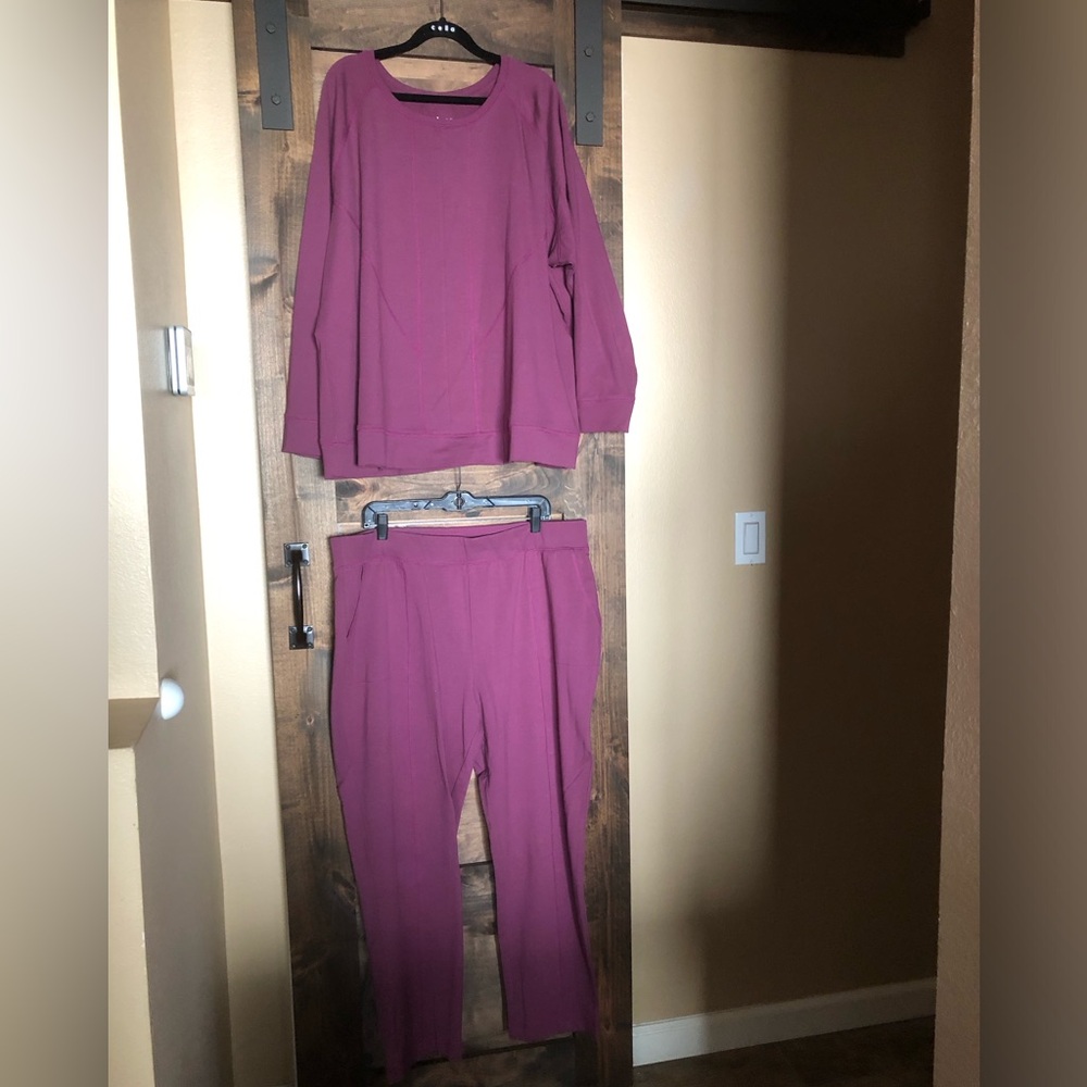 Soft cozy knit French Terry athleisure set by Denim and Co.